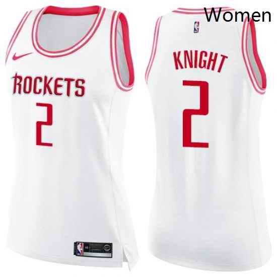 Womens Nike Houston Rockets 2 Brandon Knight Swingman White Pink Fashion NBA Jersey